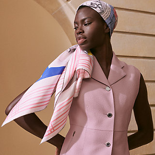 Jeu des Omnibus et Dames Blanches au Tampon scarf 140 - Pink